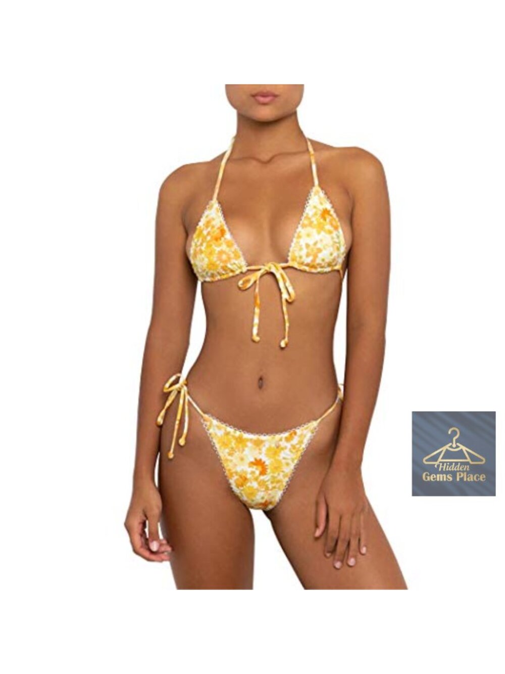 Women's Triangle Bikini Set Tie Side Thong Swimsuit